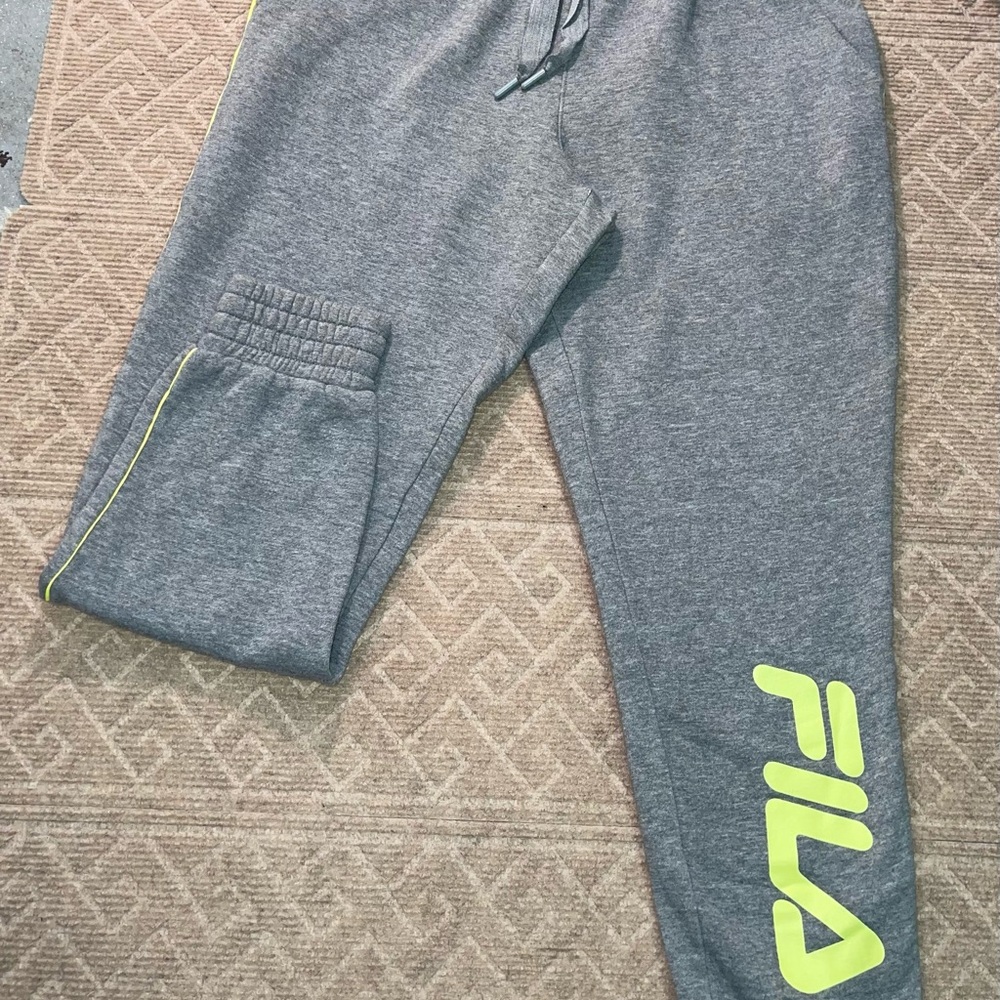 Fila Kids Gray Joggers with Neon Accents